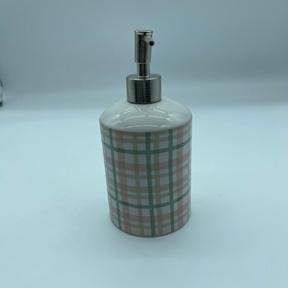 Threshold Soap Pump Pink Cream Green Ceramic Metal - Picture 2 of 9